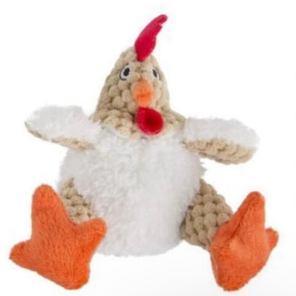 Small Dog Toy: Checkers Rooster Plush Squeaky Toy